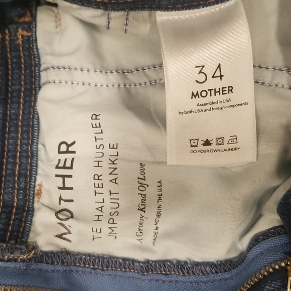 💕MOTHER DENIM💕 Halter Hustler Jumpsuit Ankle A Groovy Kind of Love 34 70s - Picture 16 of 16